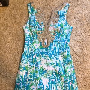 Lilly Pulitzer green blue white and pink dress